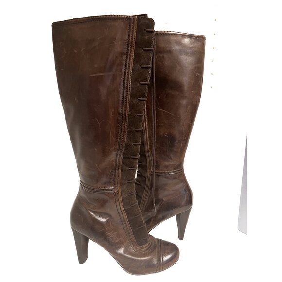 Brown Max Studio Lace up knee high Hurley Boots Size 9 - Picture 3 of 5